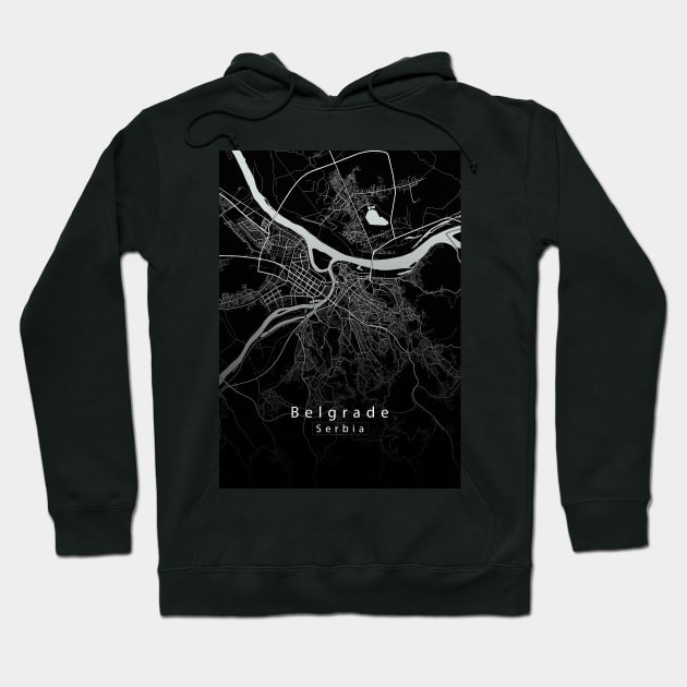 Belgrade Serbia City Map dark Hoodie by Robin-Niemczyk